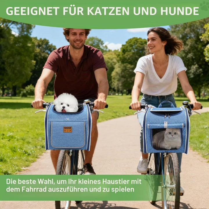 Hunde-Fahrradkorb, Oxford-Stoff, erweiterbar, atmungsaktiv, Haustier-Tragerucksack mit 4 Netzfenster