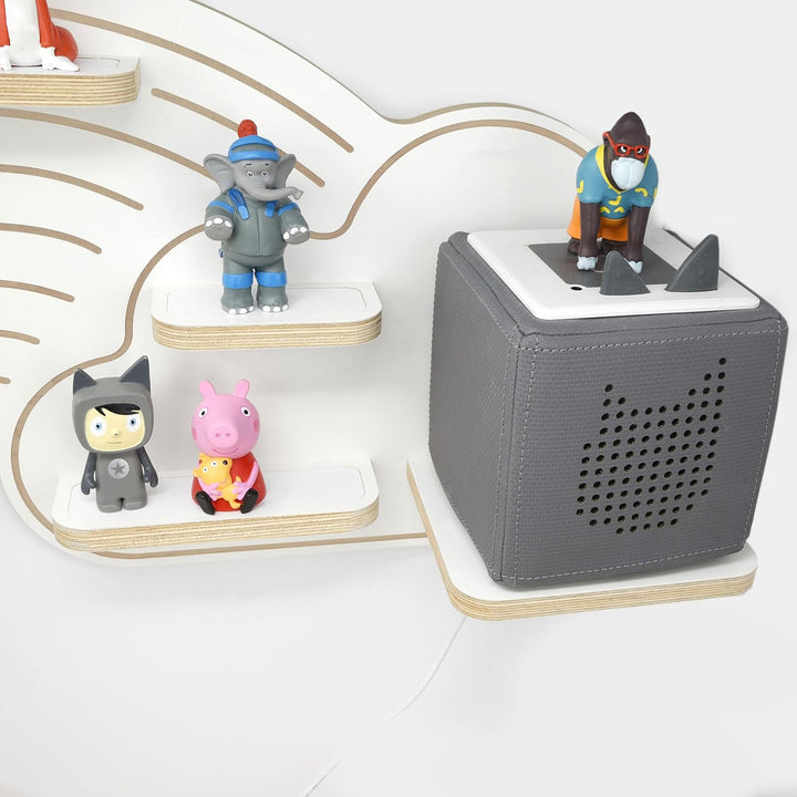 stadtecken Kinder Holz Regal für Musikbox I Regenbogen I Geeignet für die Toniebox und ca. 20 Tonies