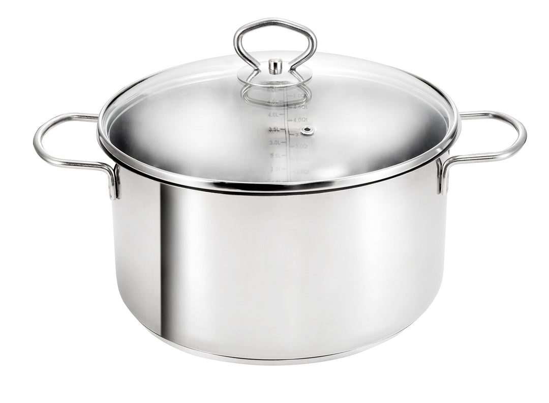 KOPF Fleischtopf Merkur (Topf Ø 24 cm) 4 Liter Kochtopf aus Edelstahl mit Literskala Fleischtopf Mer