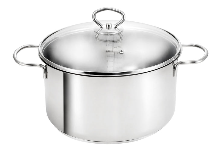 KOPF Fleischtopf Merkur (Topf Ø 24 cm) 4 Liter Kochtopf aus Edelstahl mit Literskala Fleischtopf Mer