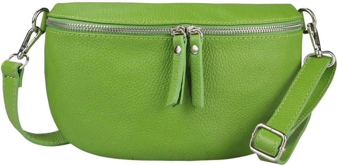 Made in Italy Damen Leder Tasche Handytasche Gürteltasche Crossbody Hüfttasche Bauchtasche Umhängeta