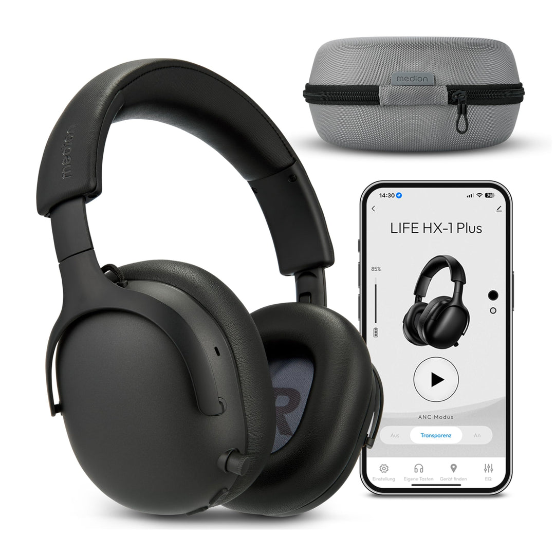 MEDION Over Ear Kopfhörer HX-1 Plus (kabellos, Feed Forward Noise Cancelling, Bluetooth 6.0, Wireles