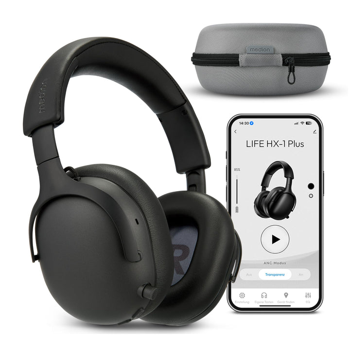 MEDION Over Ear Kopfhörer HX-1 Plus (kabellos, Feed Forward Noise Cancelling, Bluetooth 6.0, Wireles