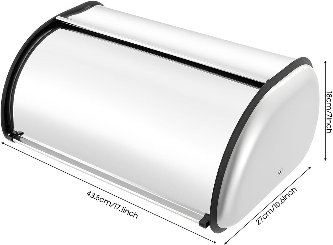 Brotkasten 410 Edelstahl Brotbox mit Rolldeckel Mückenresistente Brotaufbewahrungsbox Brotdose für B