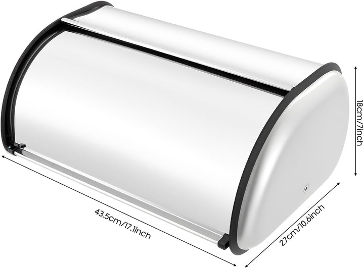 Brotkasten 410 Edelstahl Brotbox mit Rolldeckel Mückenresistente Brotaufbewahrungsbox Brotdose für B