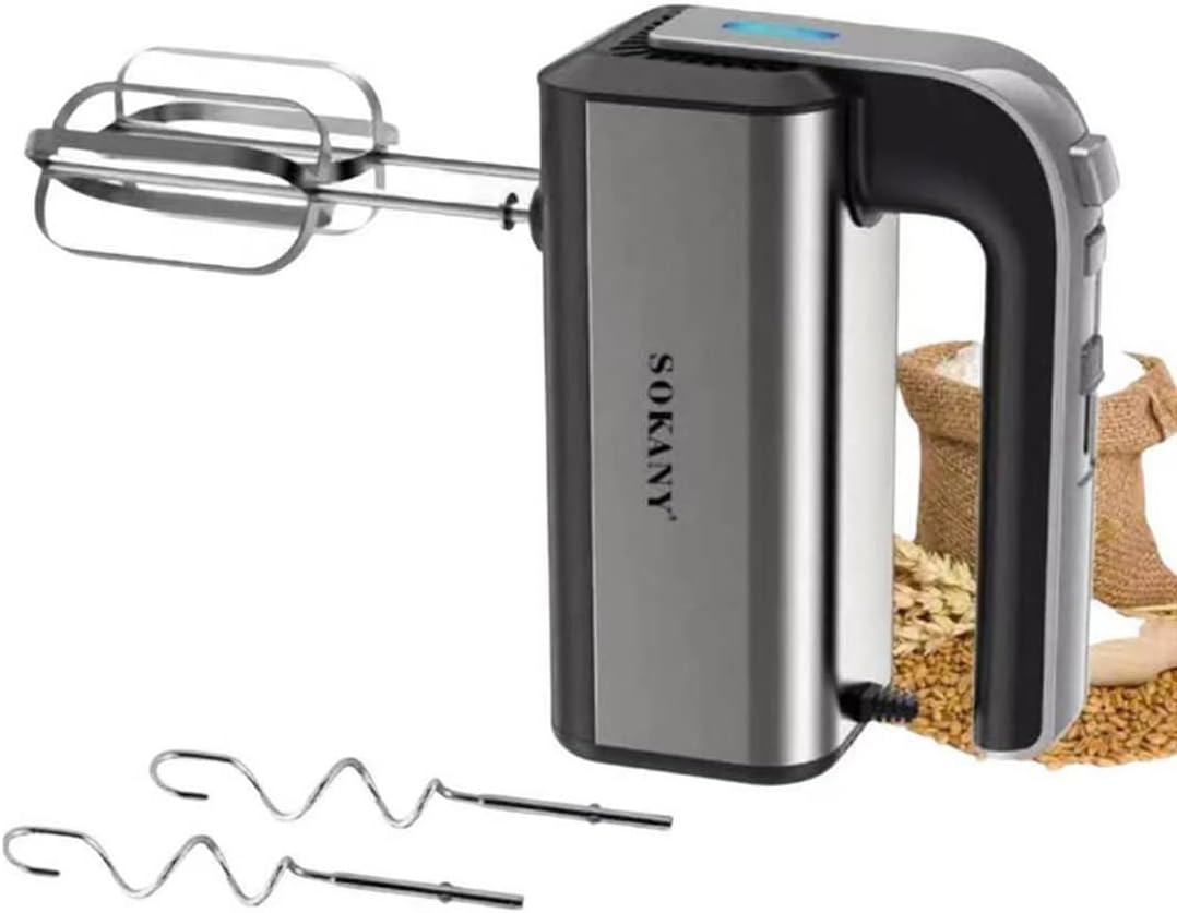 SOKANY 800W Handrührgerät Edelstahlkneter Handmixer, 5 Geschwindigkeiten mit Exit-Taste, Handrührer