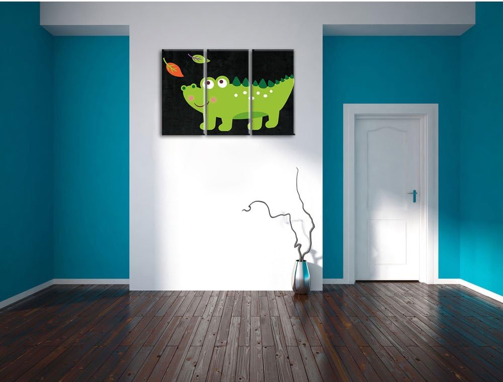 Pixxprint Niedliches Krokodil als Leinwandbild/Grösse: 3 Teilig (120x80) cm/Wandbild/Kunstdruck/fert