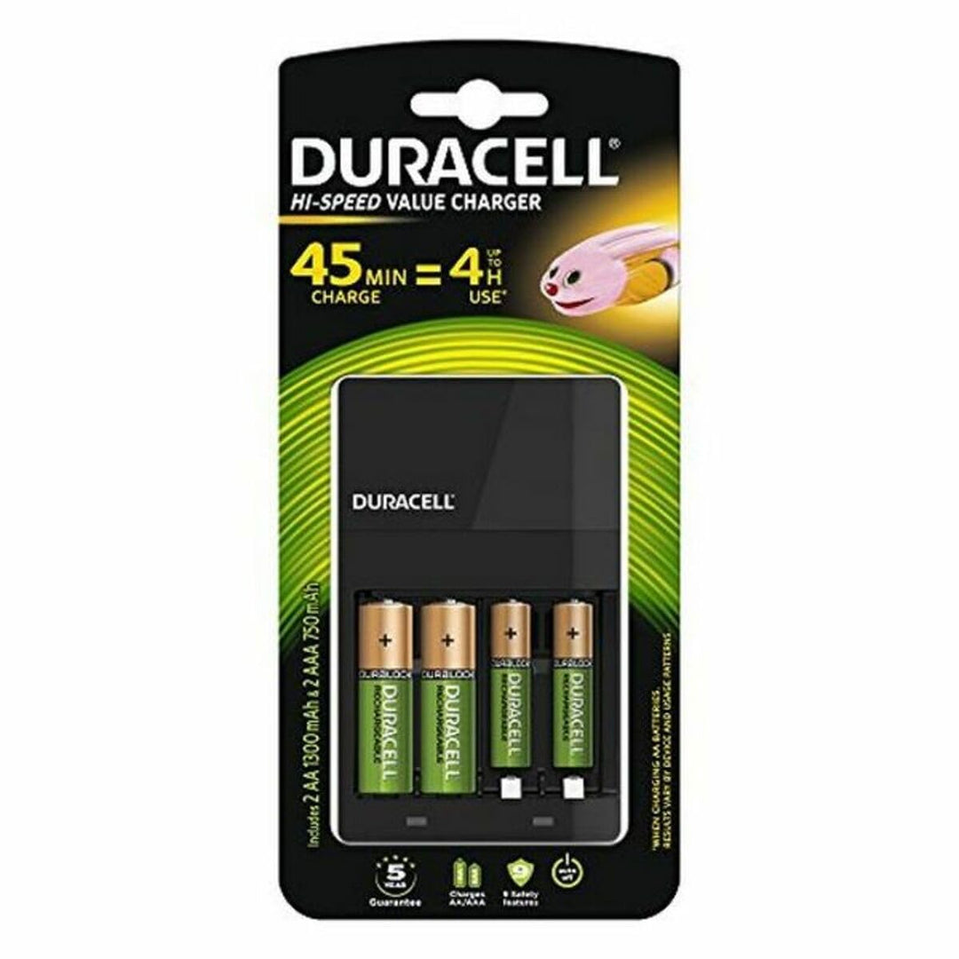 Duracell Ladegerät für NiMH Akkus inkl. 2 x AA (1300mAh) und 2 x AAA (750mAh)