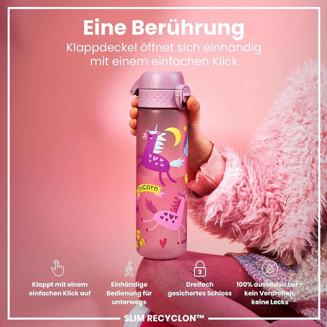 Ion8 Trinkflasche, 500 ml, Auslaufsicher, Einhandöffnung, Sichere Verriegelung, Spülmaschinenfest, B