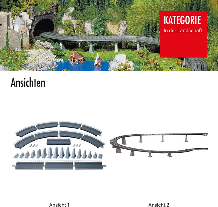 FALLER Auf- und Abfahrt kpl. Modellbausatz mit 123 Einzelteilen R=360 mm, 30° I Modelleisenbahn Zube