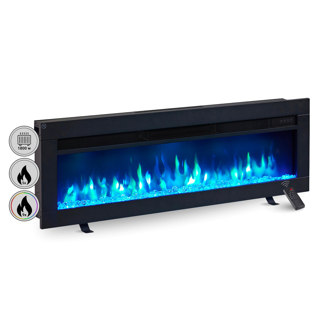 BALDERIA Elektrokamin Agnes 40" | 3in1 Elektrischer Stand-, Wand- oder Einbaukamin mit 3D-Flammeneff