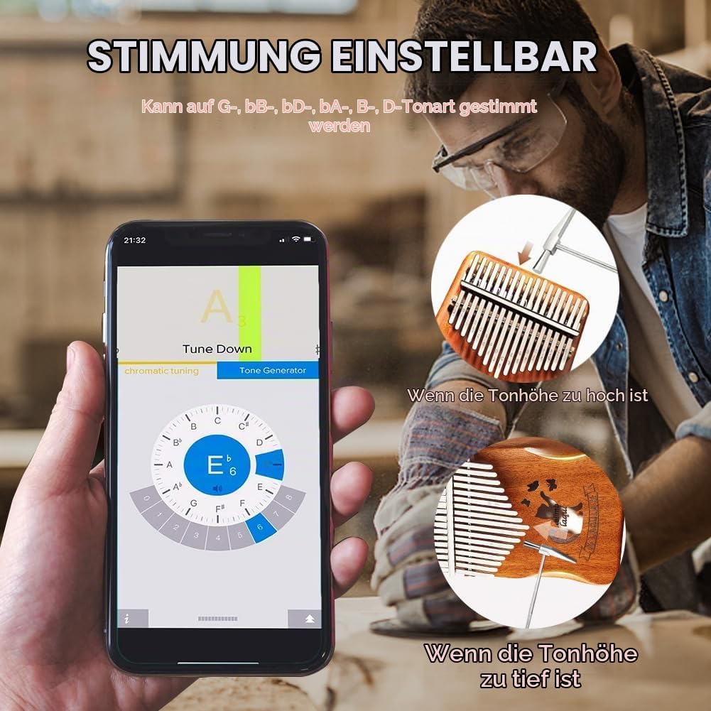 Kalimba 17 Schlüssel Daumenklavier - Katze Tragbares Mbira Sanza Finger Piano Professionelles Musiki