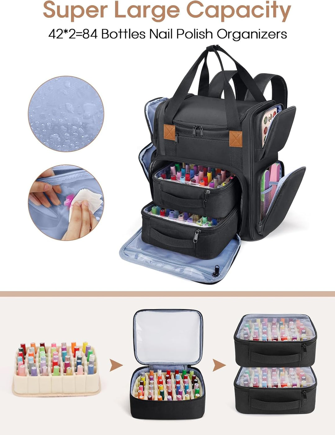 Deciniee Nagellack Aufbewahrung Tasche: Gross Nagellack Organizer Tasche für 84 Flaschen Nagellack u