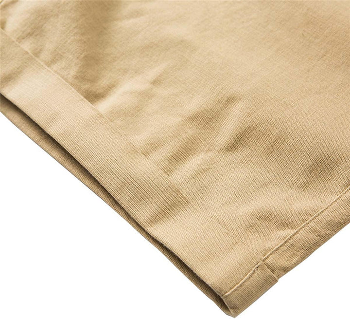 JustSun Kurze Hosen Herren Leinen Shorts Leicht Atmungsaktiv mit Tunnelzug XL Khaki, XL Khaki