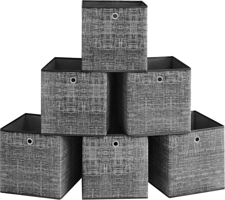 SONGMICS Aufbewahrungsbox, 6er Set, Ordnungsboxen aus Vliesstoff mit Griff, Boxen Aufbewahrung, 33 x