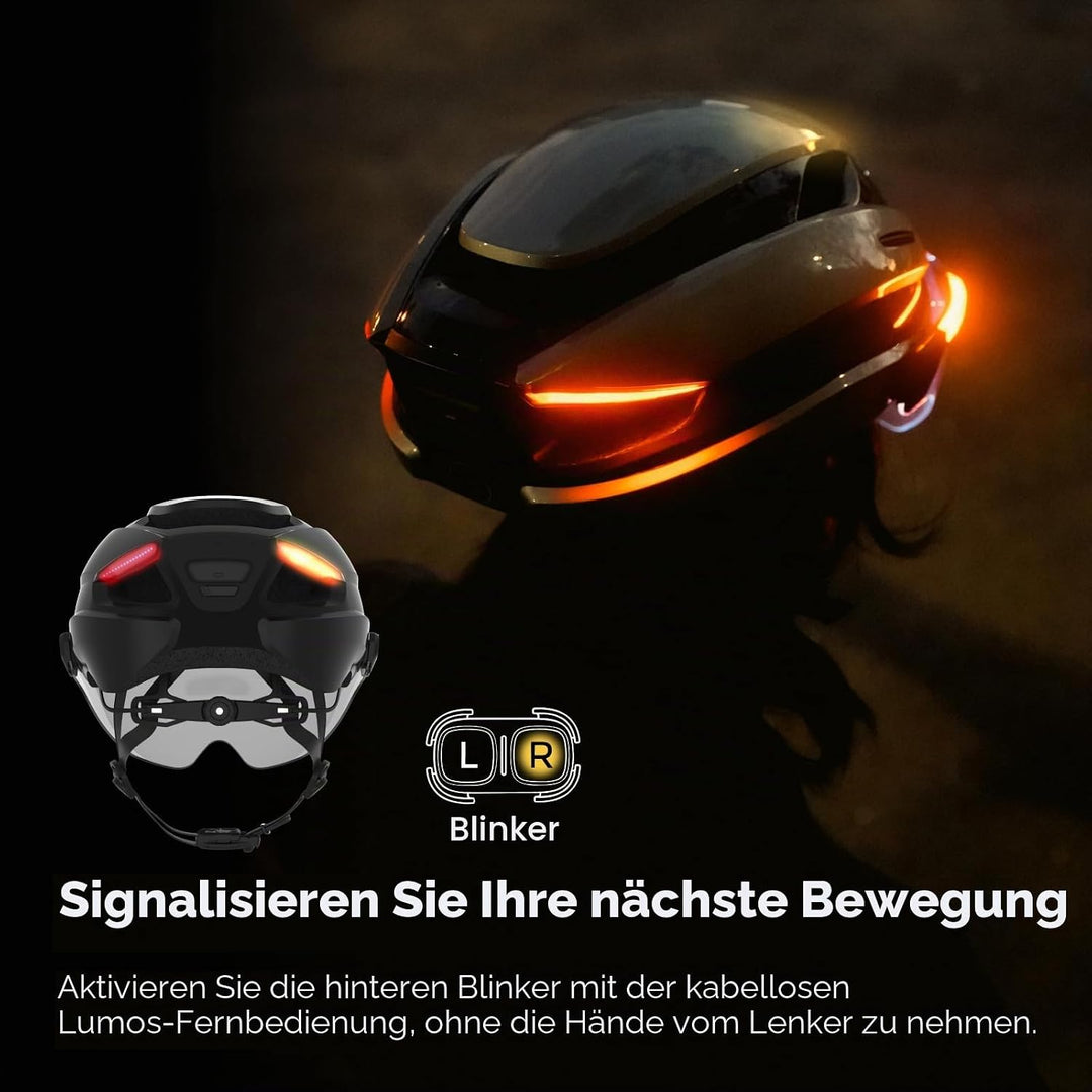 Lumos Ultra E-Bike Smart Helmet | NTA 8667 Certified | Front &amp; Rear LED Lights | Retractable Face Sh