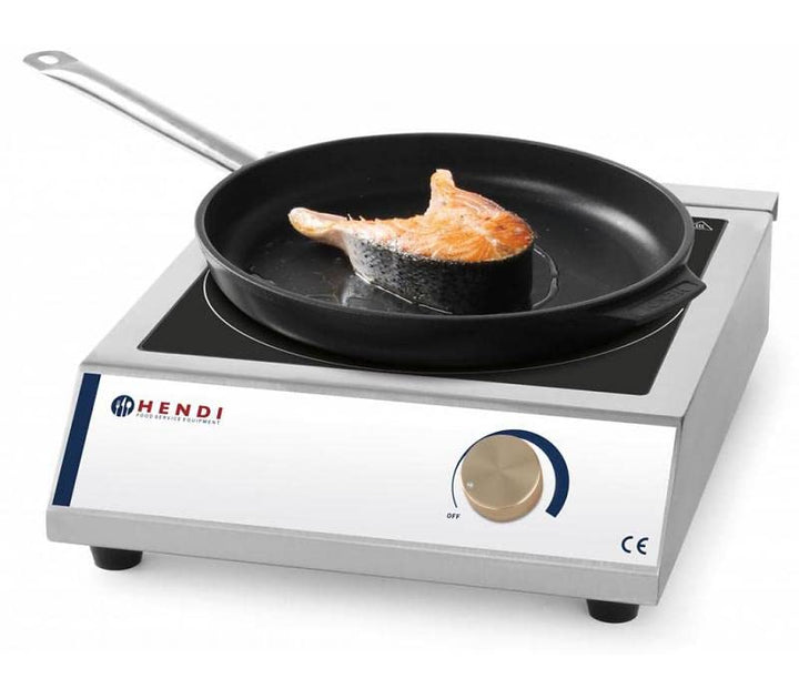 HENDI Induktionskocher, Modell 3500 M, Kochfeld, 230V, 3500W, Silber, 327x425x(H)100mm, Edelstahl &