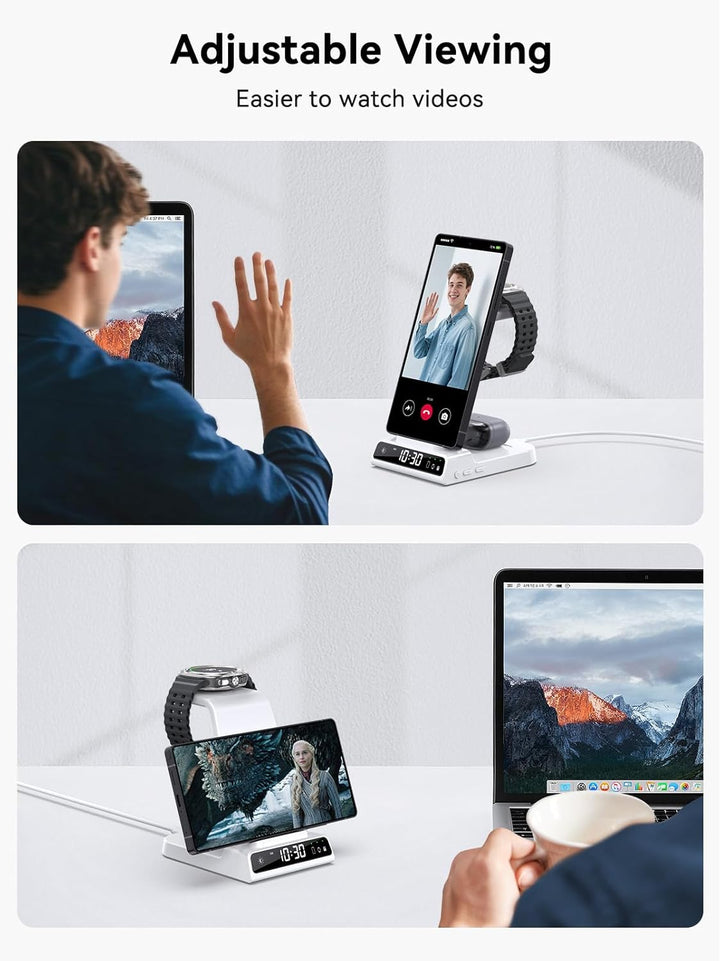 Wireless Charger für Samsung Galaxy S25 Ultra, Induktive Ladestation mit Digitaluhr für Samsung Gala