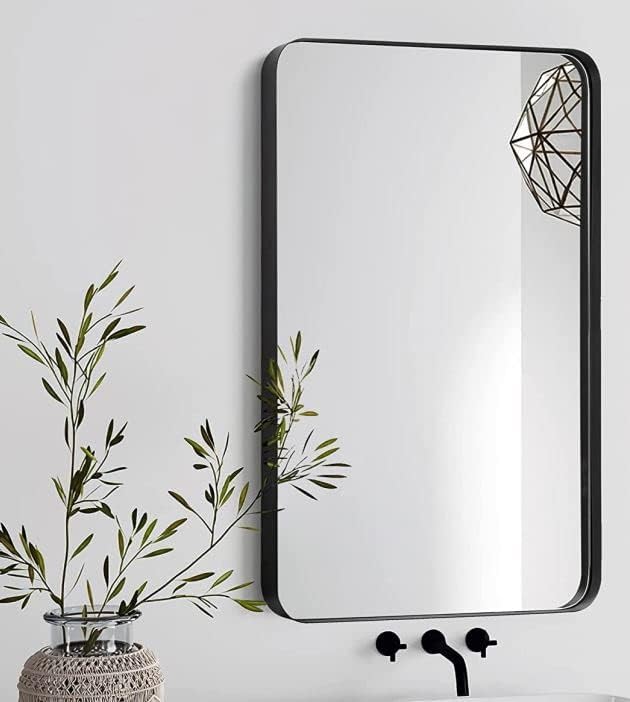 MESIDA Schwarzes, Kariertes, tiefes Set, Metallrahmen, Spiegel, modern, gebürstetes Metall, Wandspie