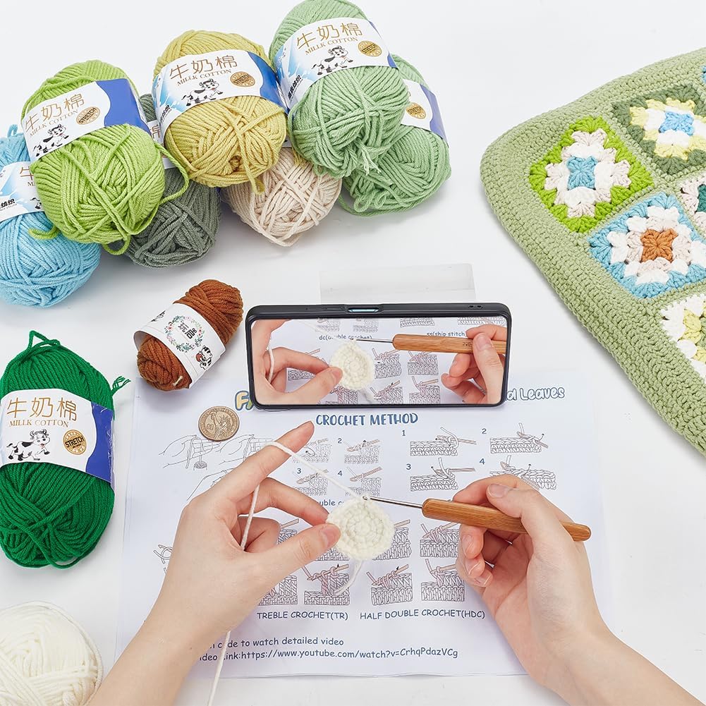 ORIGACH Häkel Tasche Set Für Anfänger, DIY Granny Square Tasche Starter Häkelset Für Erwachsene Mit