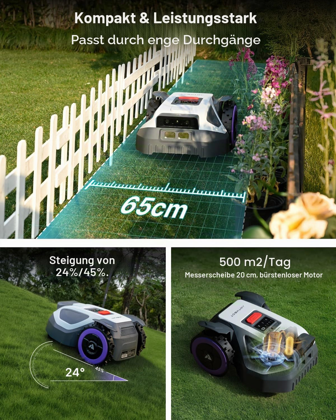 ANTHBOT M9 Rasenmähroboter, kabellos, NetRTK, 4G, Akku 5000 mAh, empfohlen 1000 m², maximal 1200 m²,