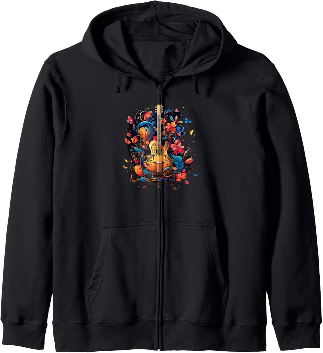 Gitarre Design mit Blumen Kapuzenjacke
