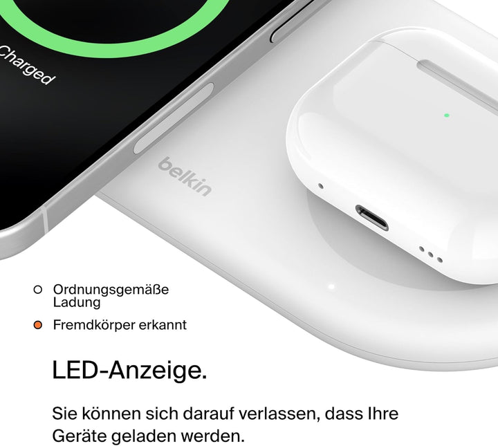Belkin BoostCharge Pro kabellose 2-in-1-Ladestation mit magnetischem Qi2, 15W, Schnellladegerät, Wir