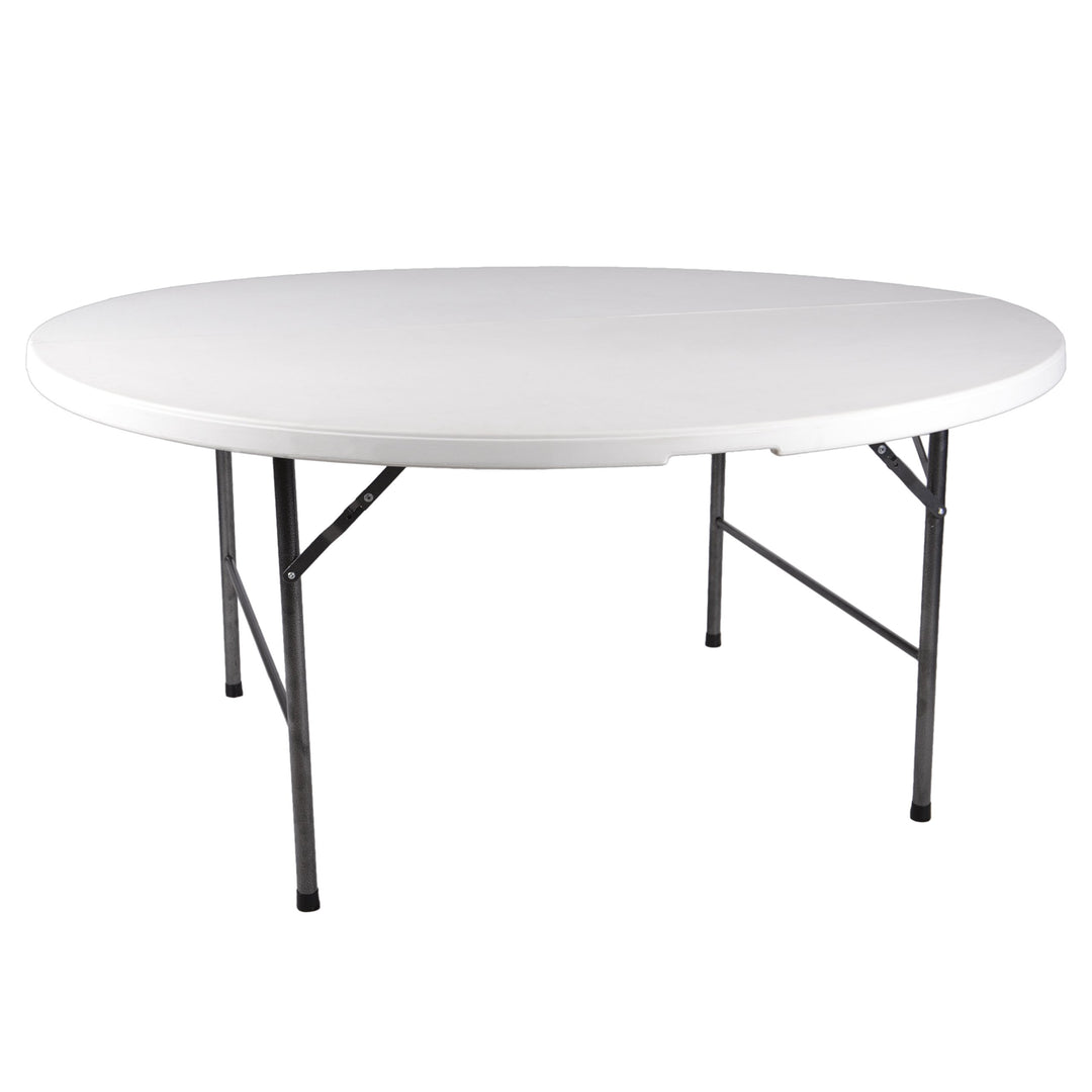 Nexos Trading Klapptisch rund 160 cm x 75 cm klappbar weiss Gartentisch Partytisch bis 8 Personen 20