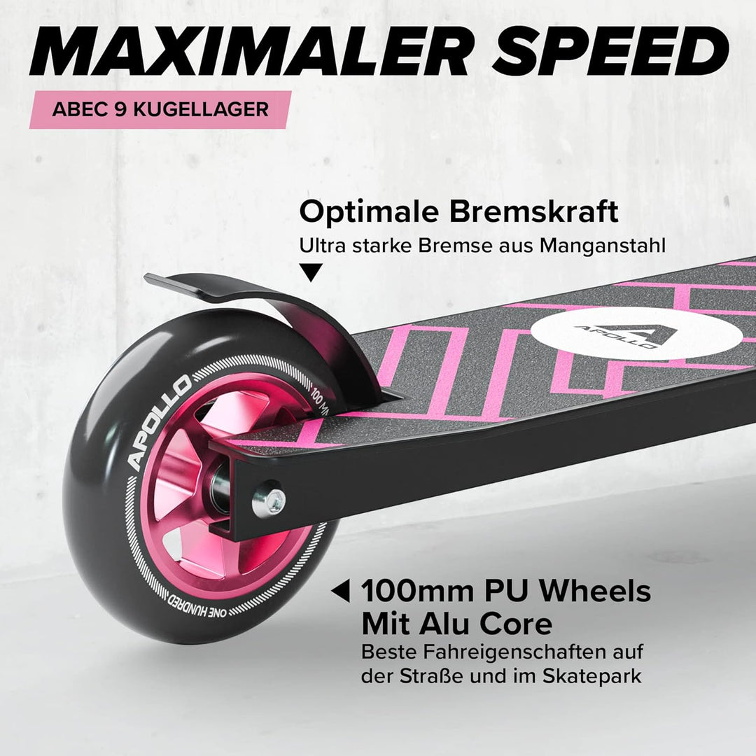 Apollo Stunt Scooter - Genius Pro | Robuster Kinder Scooter mit ABEC 9 Kugellager | Trick Roller, Tr