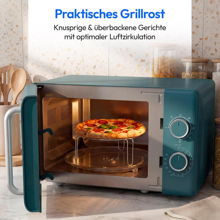MEDION Retro Mikrowelle mit Grill - 20 Liter klein &amp; kompakt - petrol | 800 Watt, 5 Mikrowellenstufe