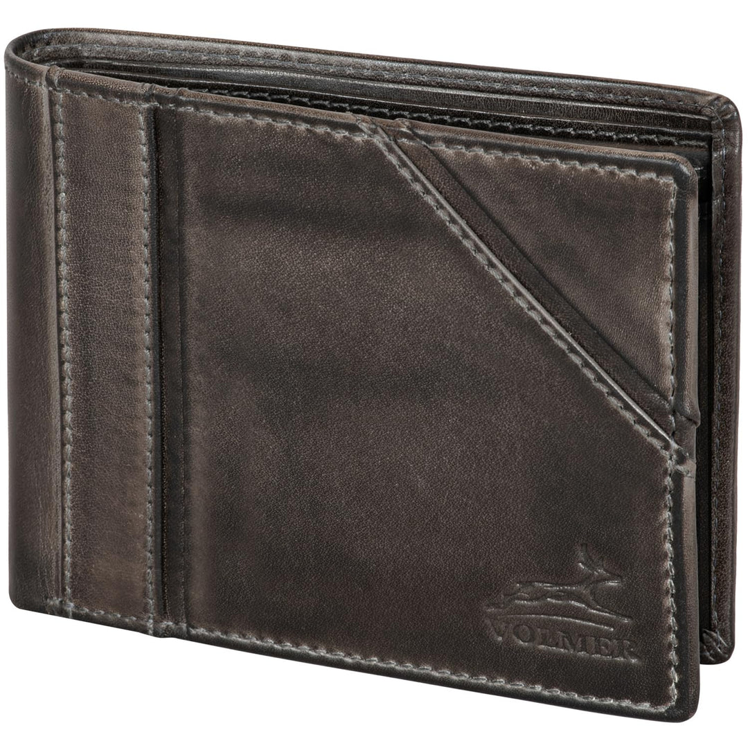 Fa.Volmer ® Leder Geldbörse Herren mit RFID-Schutz I 10 Fächer für Kreditkarten I Querformat I VO37