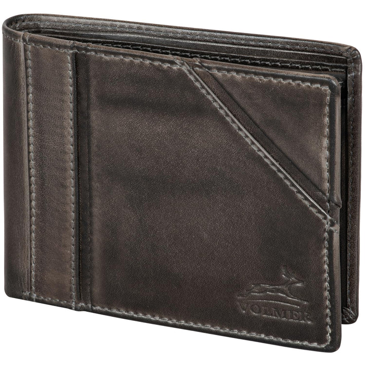 Fa.Volmer ® Leder Geldbörse Herren mit RFID-Schutz I 10 Fächer für Kreditkarten I Querformat I VO37