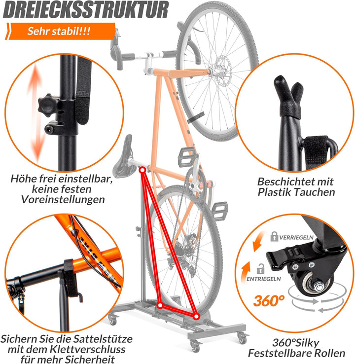 Vertikaler Fahrradständer, Freistehender Indoor-Fahrradständer Aufrechter Fahrradbodenständer mit ei