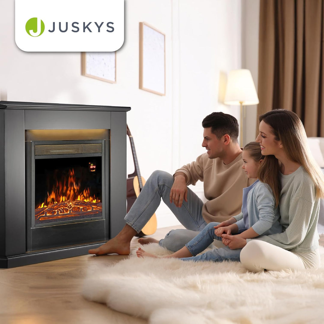 Juskys Elektrokamin 1000 / 2000 W mit Heizung, Kaminfeuer, Flammeneffekt, Fernbedienung, LED Beleuch