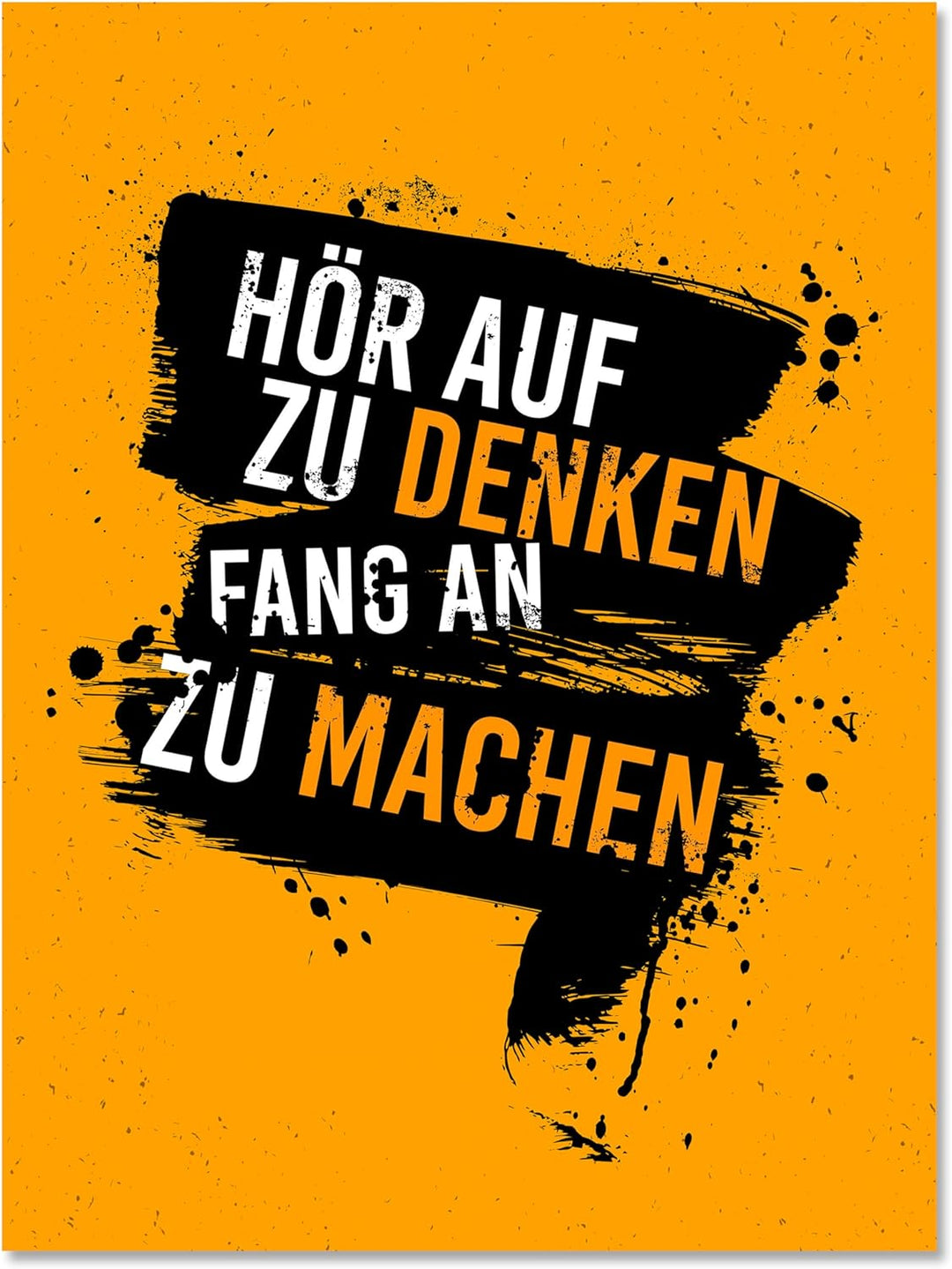 wandmotiv24 Leinwand-Bilder Motivation, Grösse 100x75cm, Hochformat, fang an zu Machen, Grunge, Gelb