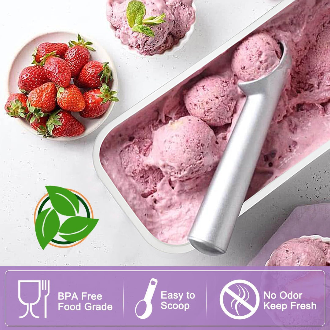 Walfos® Eisbehälter, 2er-Eisbehälterfür Speiseeis, 1.5L Eisbehälter mit Silikon-Deckel, BPA-frei Hau