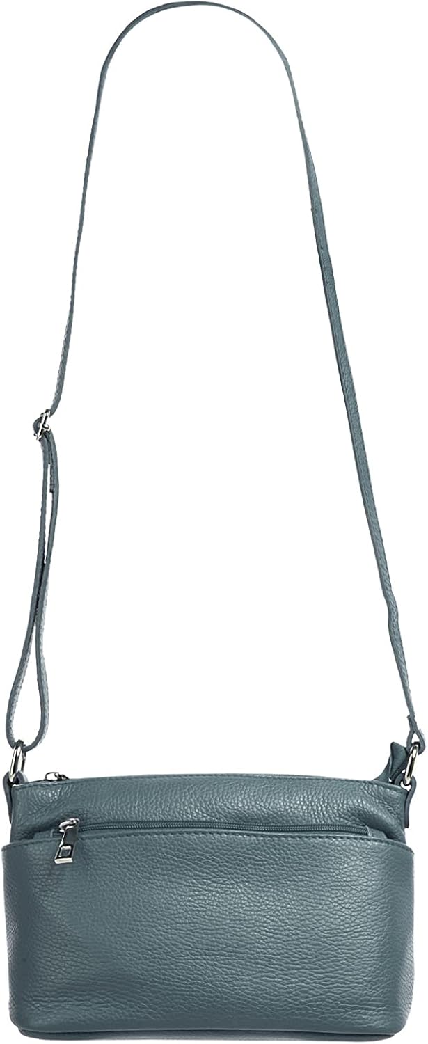 Cluty Umhängetasche echt Leder Damen - 020617 Blau, Blau