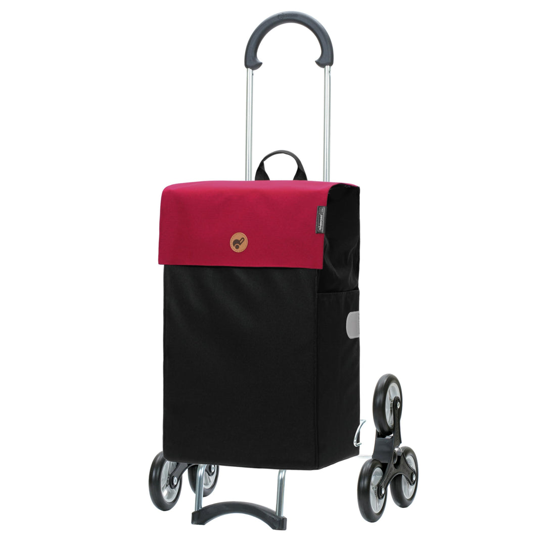 Andersen Shopper Treppensteiger Scala Stahl mit Rad Ø 3 x 13 cm und 47 Liter Tasche Hera rot, Rot