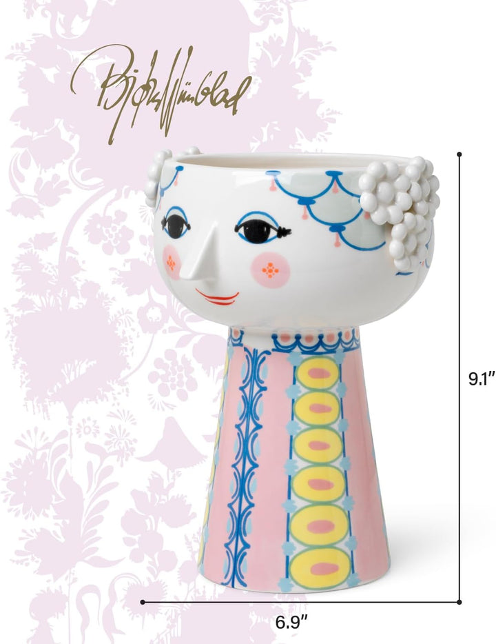 Bjørn Wiinblad Vase H23 cm Eva klassisches Design für Blumen, rosa Höhe: 23 cm, Durchmesser: 17,5 cm