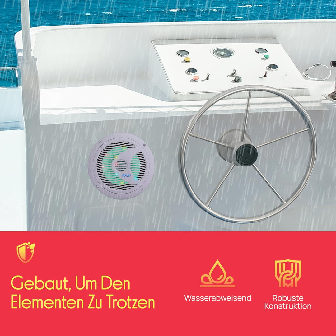 Pyle Hydra 16,5 cm Wasserdicht Marine Grade Lautsprecher, Built Mehrfarbig LED-Lichter, 150 Watt, Pa