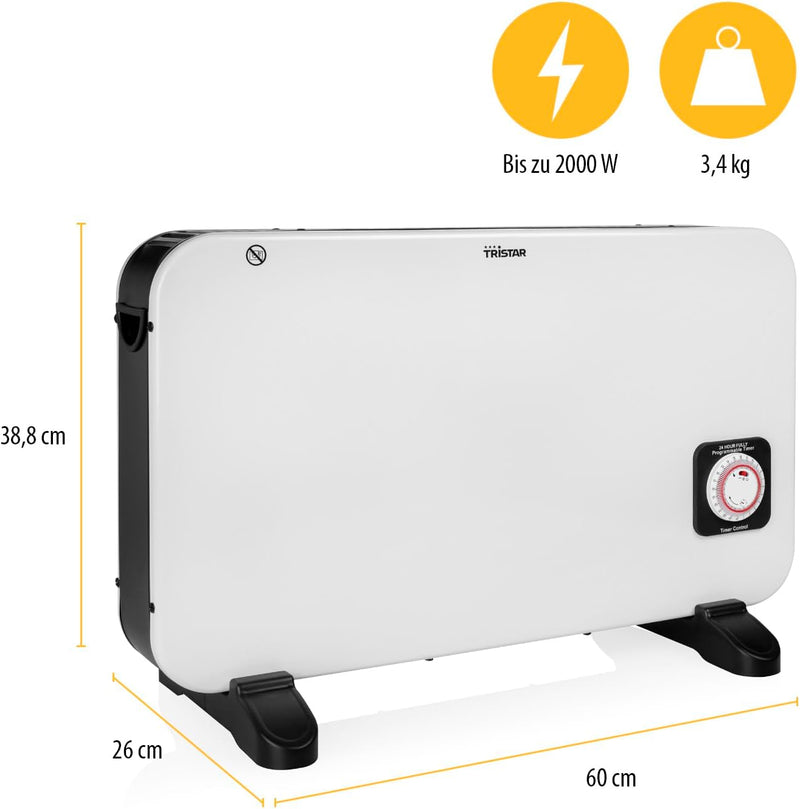 Tristar Konvektor-Heizkörper KA-5816-2000 Watt - Turbo-Modus - Timer, weiss