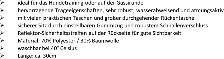 Berra Hundesportweste Trainingsgürtel halbe Weste Trainingsweste Dummyweste S = 108cm Schwarz, S = 1