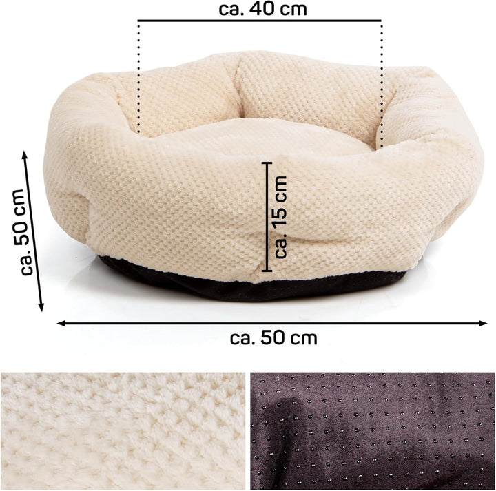 Wallace & Jones | Katzenbett beige Cloey - gemütliches Katzenkörbchen kleine und grosse Katzen | sty