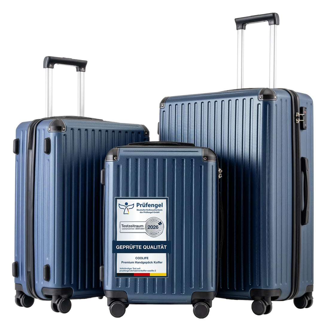 COOLIFE Koffer Trolley-Koffer Hartschalen-Koffer Rollkoffer Reisekoffervon ABS-Material mit TSA-Schl