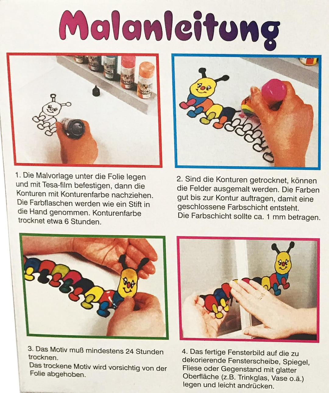 Fenstermalfarben Grundausstattung Starterset auch für Ostern von Ahrenshof, Window Colors Set mit 5