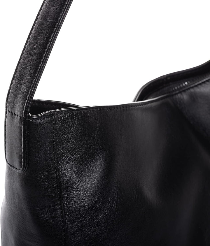 FEYNSINN BERLIN Schultertasche NURI aus Premium Leder I Handtasche für Damen I Umhängetasche schwarz