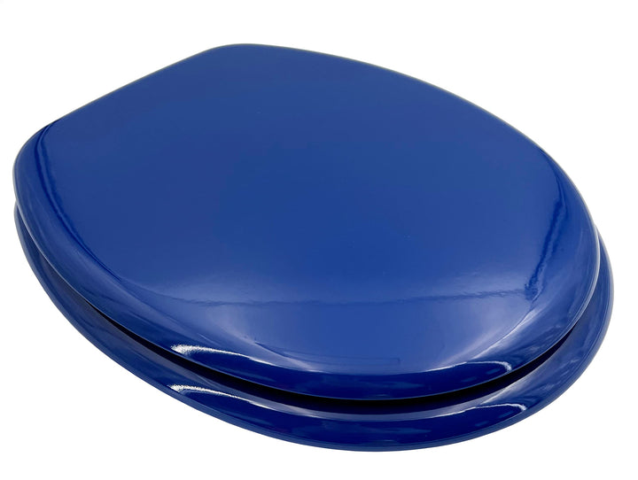 ADOB WC Sitz Klobrille Holzkern Farbe Blau, extrem stabil, messing verchromte Scharniere, WC-Brille