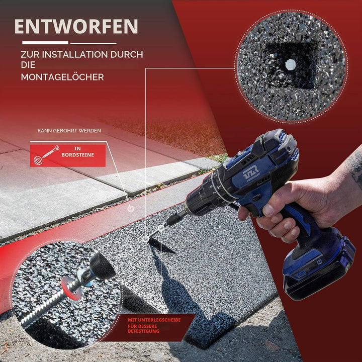 TOPRUBBER® Bordsteinrampensatz 2X Bordsteinrampe 1000x250x45 aus Gummigranulat