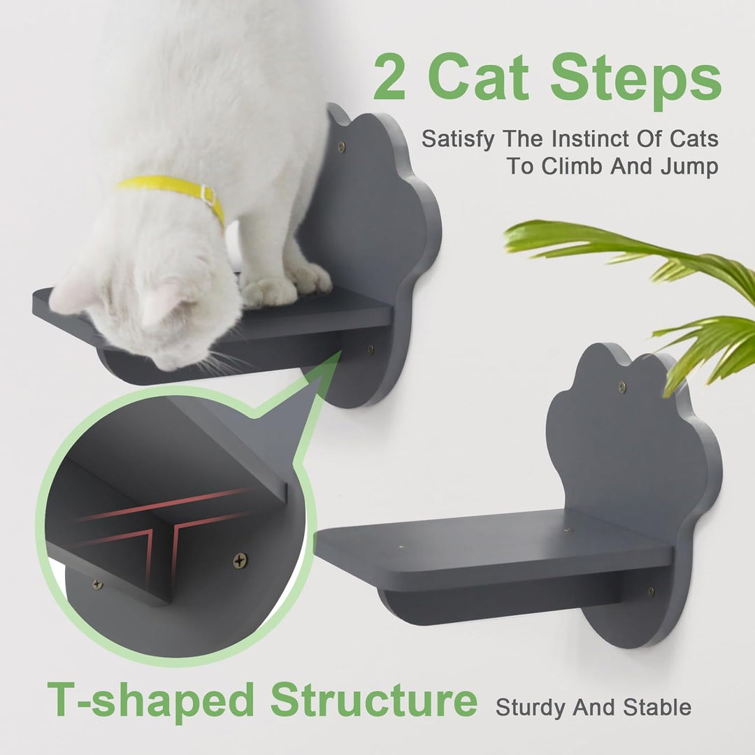 SONGWAY Katzen Kletterwand Set mit Katzennapf - Katzenliege mit Futterstelle und Katzentreppe für Wa