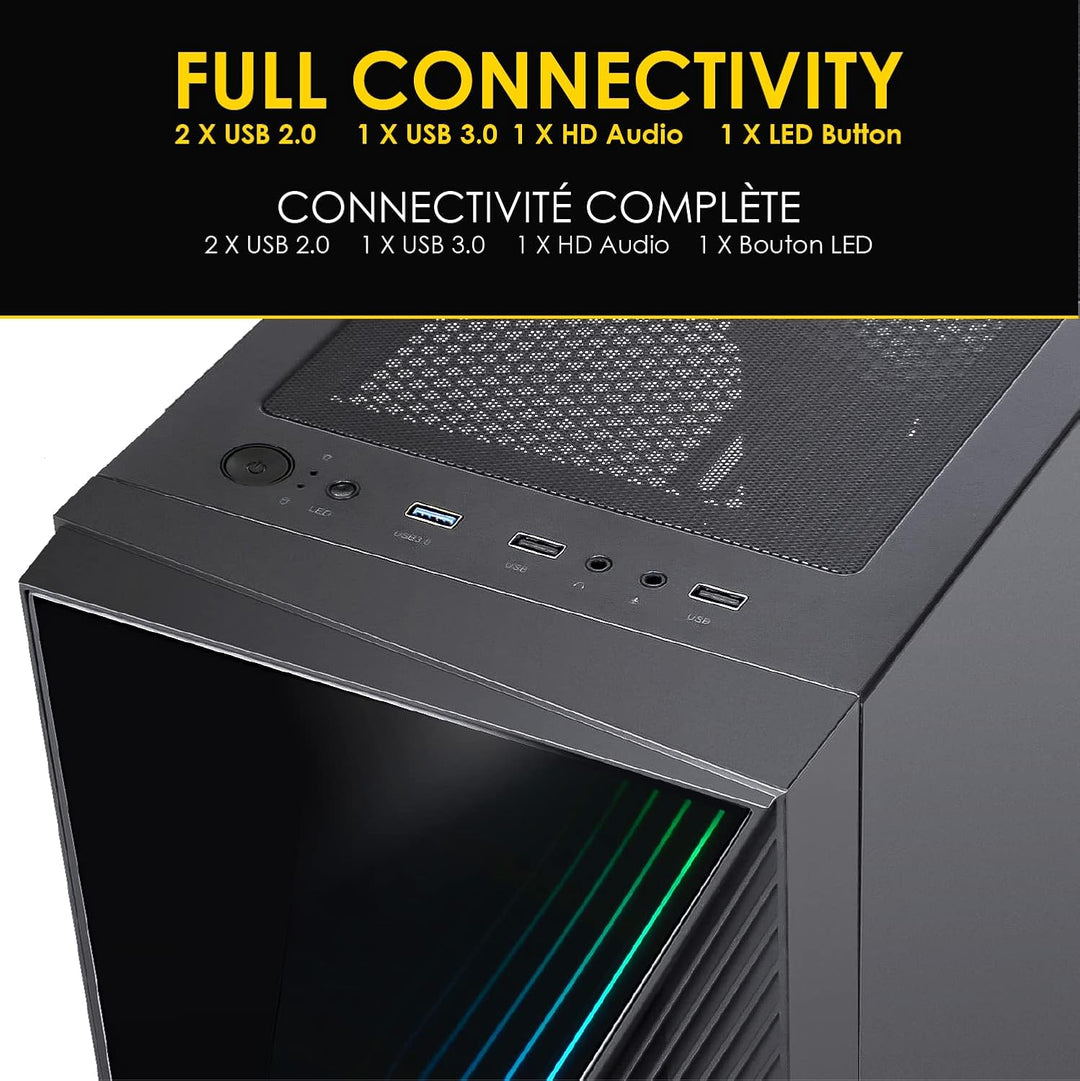 Empire Gaming – PC-Gehäuse Gamer Crystal – ARGB Mittelgrosser Tower ATX, Micro ATX und ITX – 3D-Spie